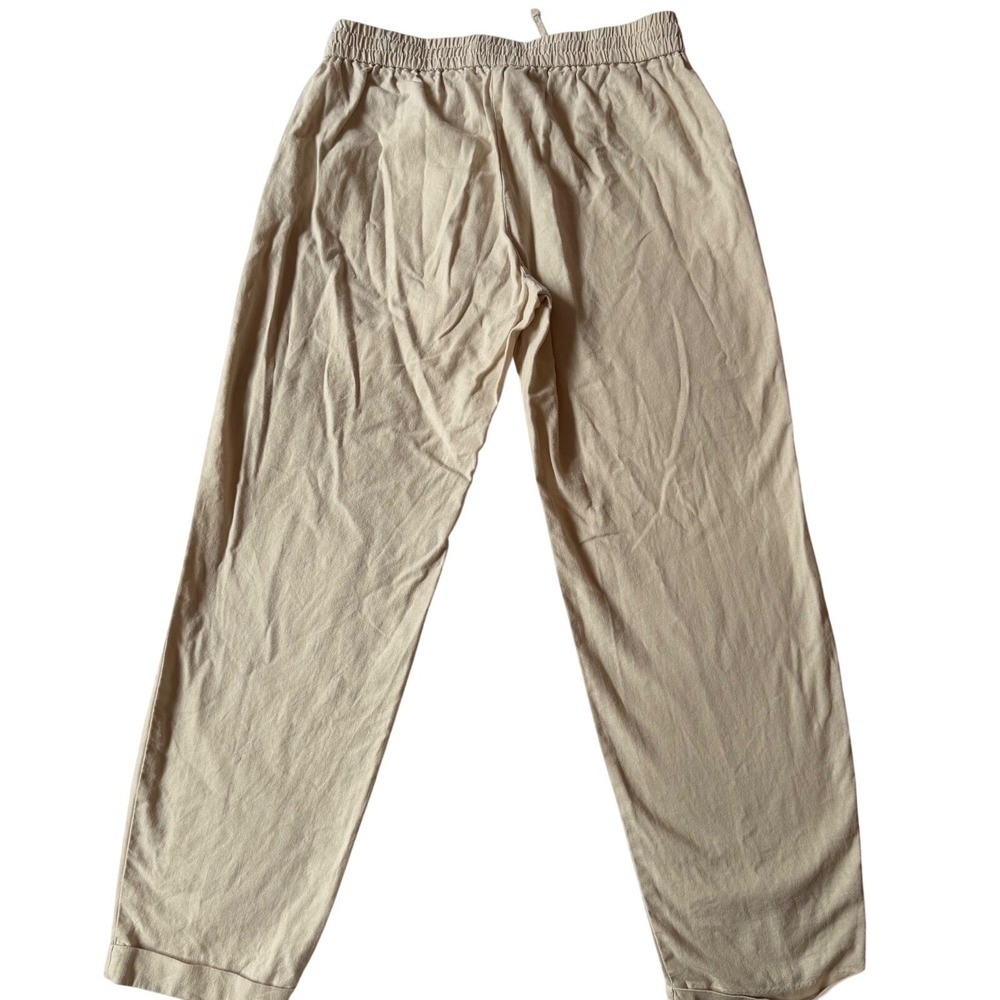 J.Crew Linen Cotton Drawstring Pants Minimalist Women 6 Beige Summer Breathable - Picture 2 of 9